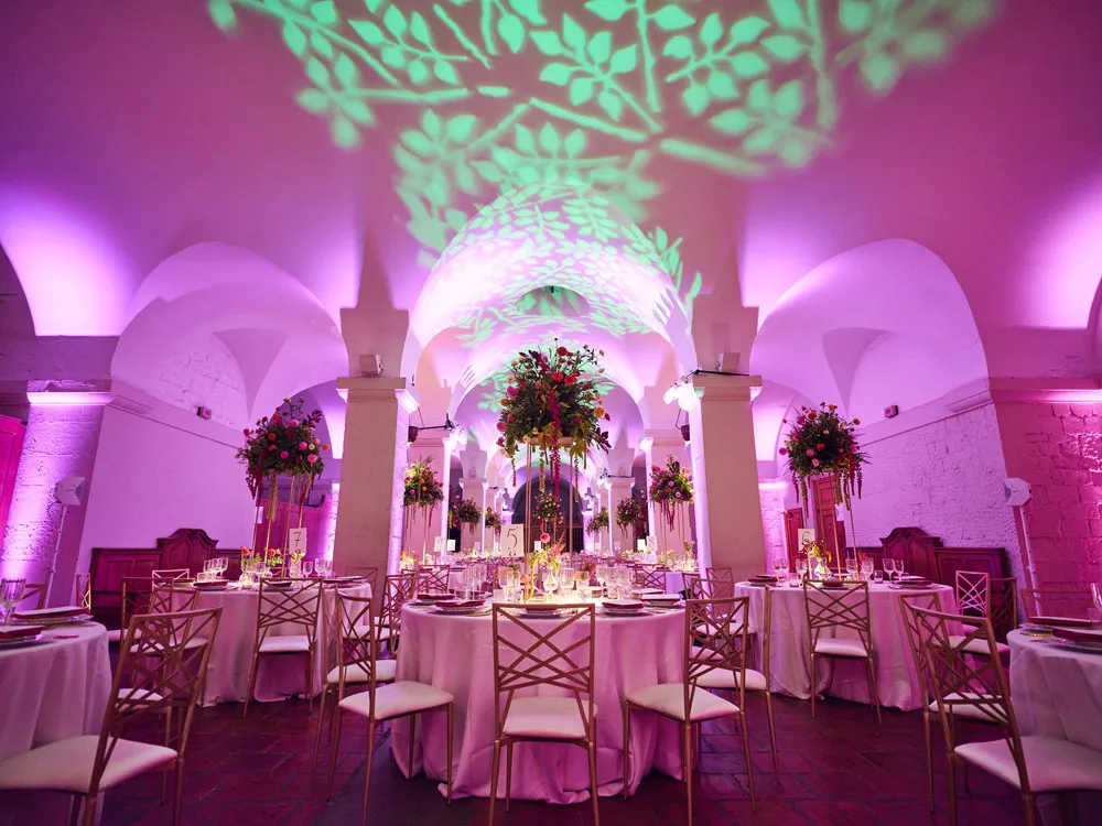 Interior of St Paul's Cathedral set for dinner