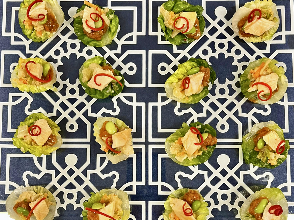 Canape trays with artistic pattern