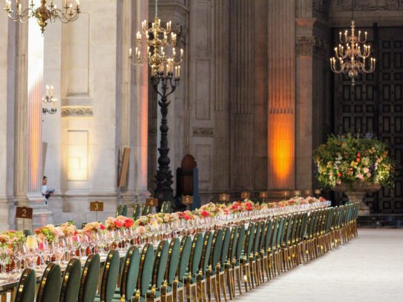 A long table on St Paul's Cathedral floor